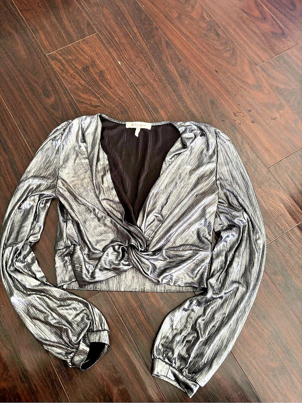 BCBGeneration Metallic Long Sleeve Blouse Like New